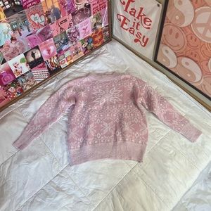 Urban Outfitters Pink Cozy Christmas Sweater